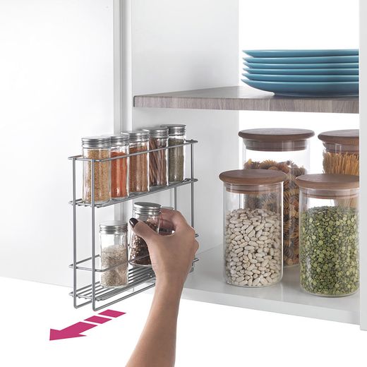 Especiero Deslizante 2 Estantes 'In&Out' 28X6X22Cm Metaltex