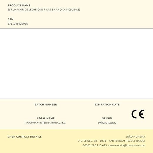 Espumador De Leche Con Pilas 2 X Aa (No Incluidas)