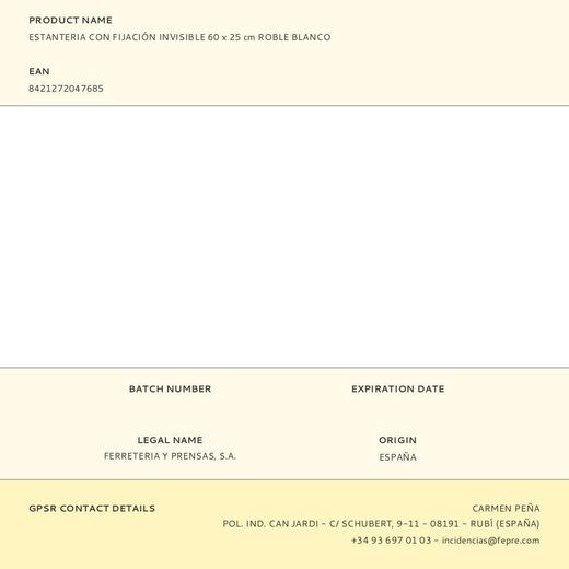 Estanteria Con Fijación Invisible 60 X 25 Cm Roble Blanco