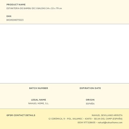 Estanteria De Bambu De 3 Baldas 34 X 33 X 79 Cm