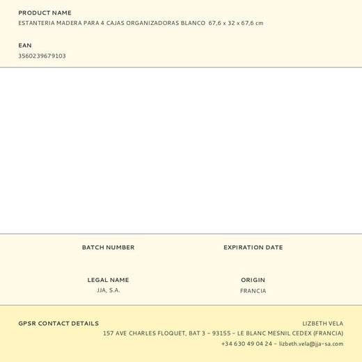 Estanteria Madera Para 4 Cajas Organizadoras Blanco  67,6 X 32 X 67,6 Cm