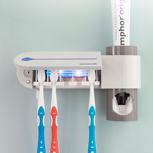 Esterilizador Uv De Cepillos Dentales Con Soporte Y Dispensador  De Dentífrico