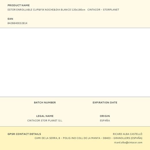 Estor Enrollable Clip & Fix, Noche & Dia, Blanco 120 X 180 Cm