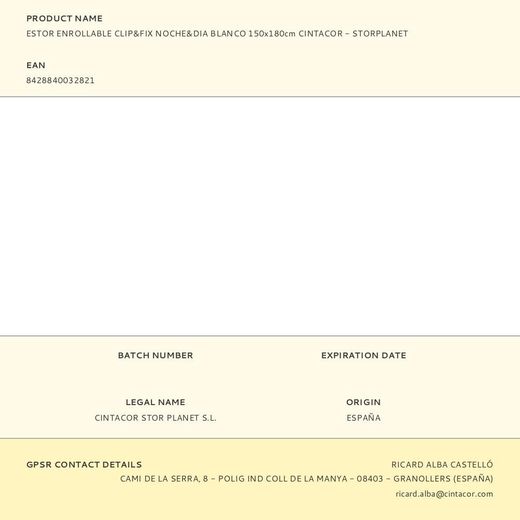 Estor Enrollable Clip & Fix, Noche & Dia, Blanco 150 X 180 Cm