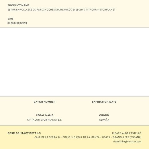 Estor Enrollable Clip & Fix, Noche & Dia, Blanco 75 X 180 Cm