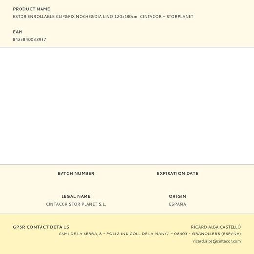 Estor Enrollable Clip & Fix, Noche & Dia, Lino 120 X 180 Cm