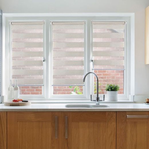 Estor Enrollable Clip & Fix, Noche & Dia, Lino 150 X 180 Cm