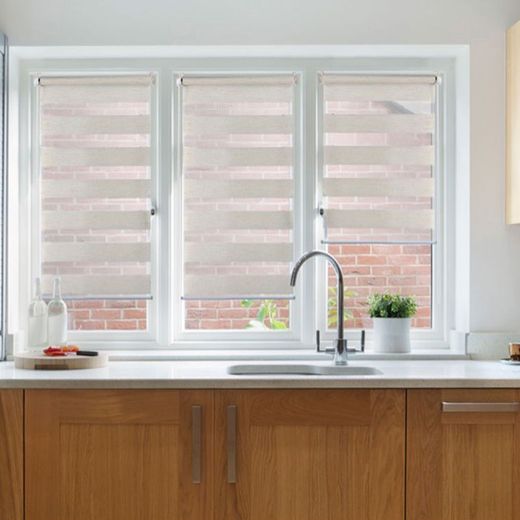 Estor Enrollable Clip & Fix, Noche & Dia, Lino 150 X 180 Cm