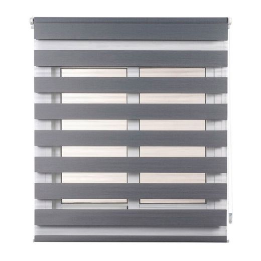 Estor Enrollable Clip & Fix, Noche & Dia, Plata 120 X 180 Cm