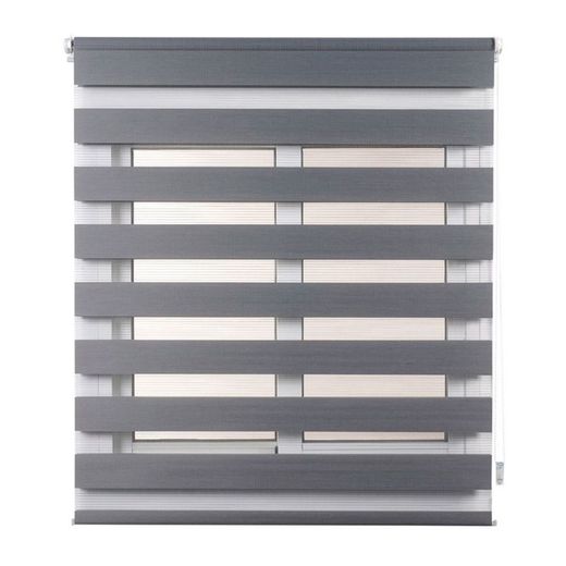 Estor Enrollable Clip & Fix, Noche & Dia, Plata 120 X 180 Cm