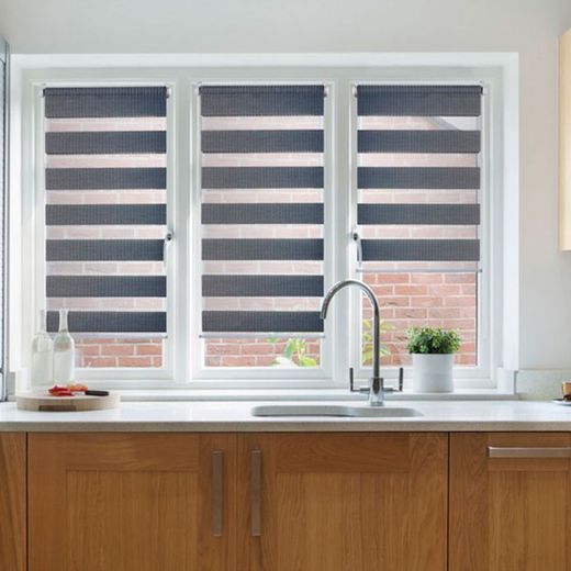 Estor Enrollable Clip & Fix, Noche & Dia, Plata 150 X 180 Cm