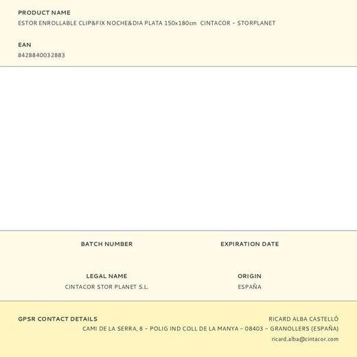 Estor Enrollable Clip & Fix, Noche & Dia, Plata 150 X 180 Cm