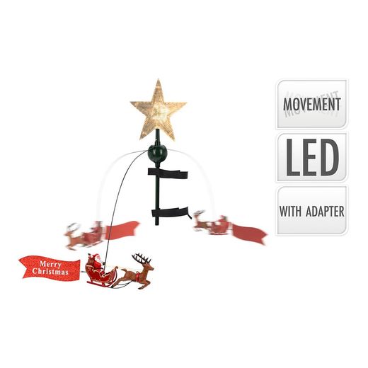 Estrella Con Led Para Coronar Árbol De Navidad Con Movimiento. 22X8X51Cm
