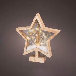 Estrella De Madera Con Microleds 4X26X28Cm 25 Leds