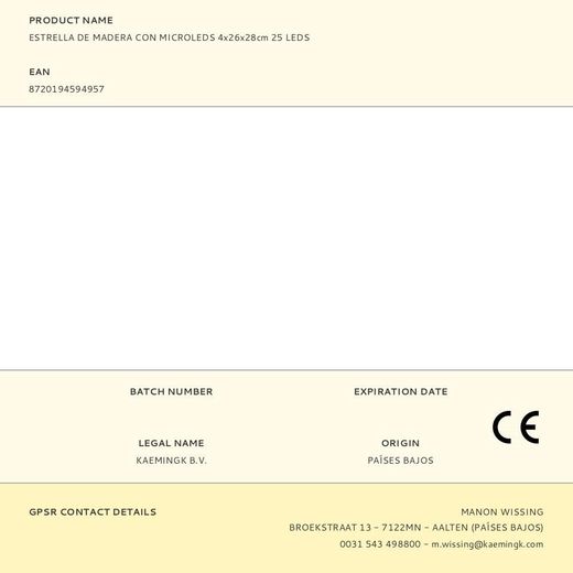 Estrella De Madera Con Microleds 4X26X28Cm 25 Leds
