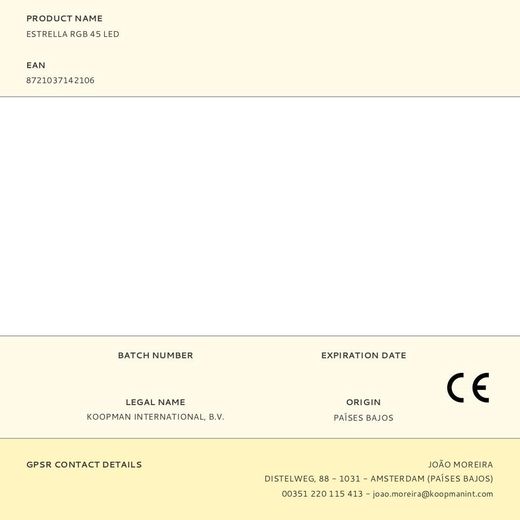 Estrella Rgb 45 Led, Multifunción, Interior, 60 X 0,6 X 57 Cm