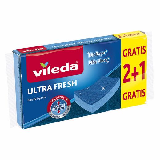 Estropajo Ultra Fresh No Raya Con Esponja 2+1