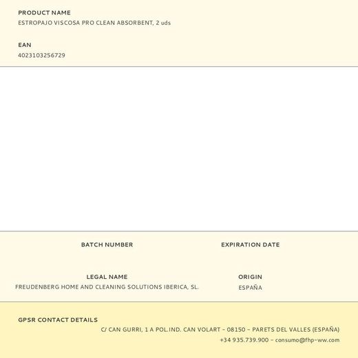 Estropajo Viscosa Pro Clean Absorbent, 2 Uds