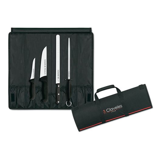 Estuche Profesional Para Cortar Jamón Con 3 Cuchillos + Chaira