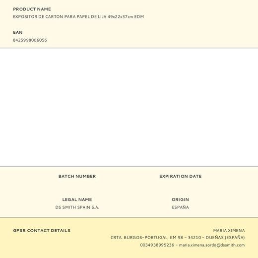 Expositor De Carton Para Papel De Lija 49X22X37Cm Edm