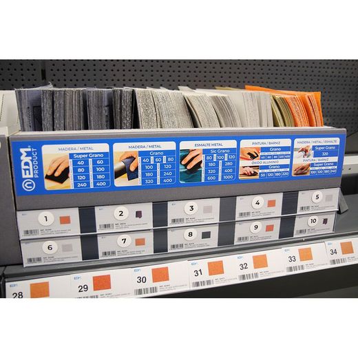 Expositor De Carton Para Papel De Lija 49X22X37Cm Edm