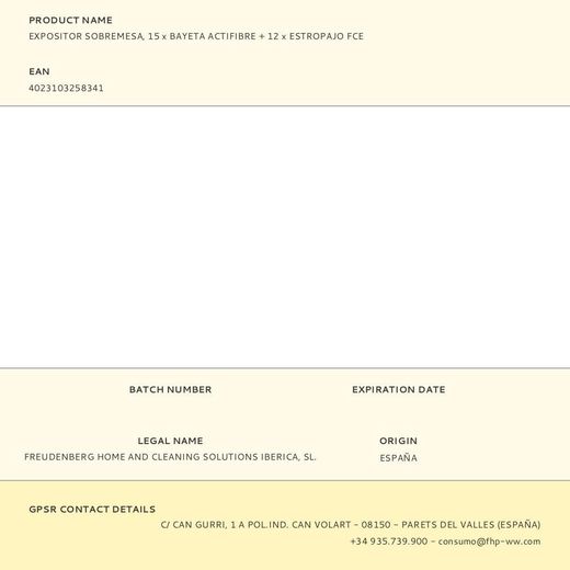 Expositor Sobremesa, 15 X Bayeta Actifibre + 12 X Estropajo Fce