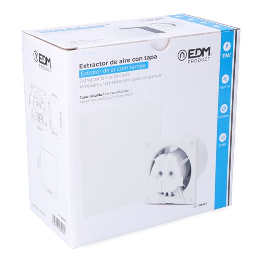 Extractor De Aire Con Tapa Blanca, ( Personalizable) 11W  Ø10Cm Edm