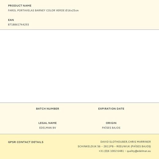 Farol Portavelas Barney Color Verde Ø16X25Cm