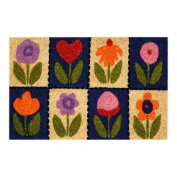 Felpudo De Fibra De Coco Modelo Flores, 60 X 40 Cm