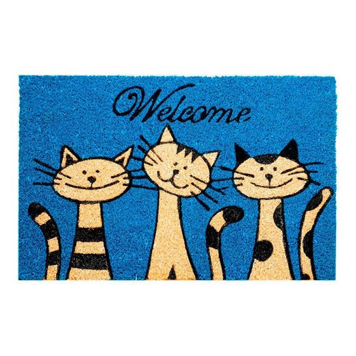 Felpudo De Fibra De Coco Modelo Gatos, 60 X 40 Cm