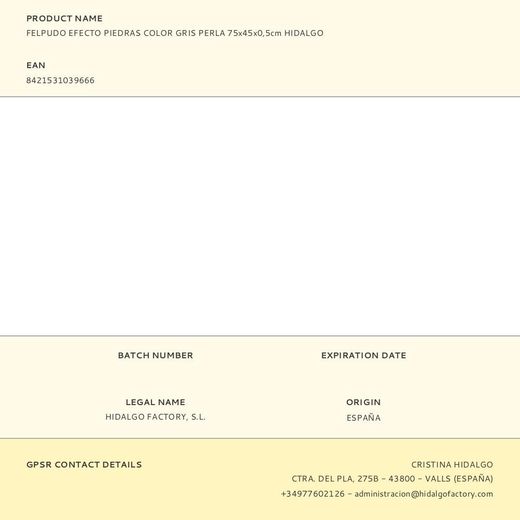 Felpudo Efecto Piedras Color Gris Perla 75 X 45 X 0,5 Cm