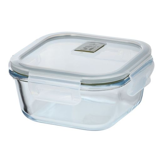 Fiambrera Hermética Cuadrada Borosilicato, Experto, 520 Ml, 13,8 × 13,8 × 7 Cm