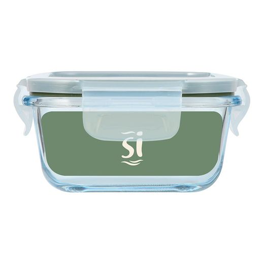 Fiambrera Hermética Cuadrada Borosilicato, Experto, 520 Ml, 13,8 × 13,8 × 7 Cm