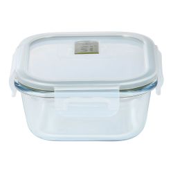 Fiambrera Hermética Cuadrada Borosilicato, Experto, 520 Ml, 13,8 × 13,8 × 7 Cm