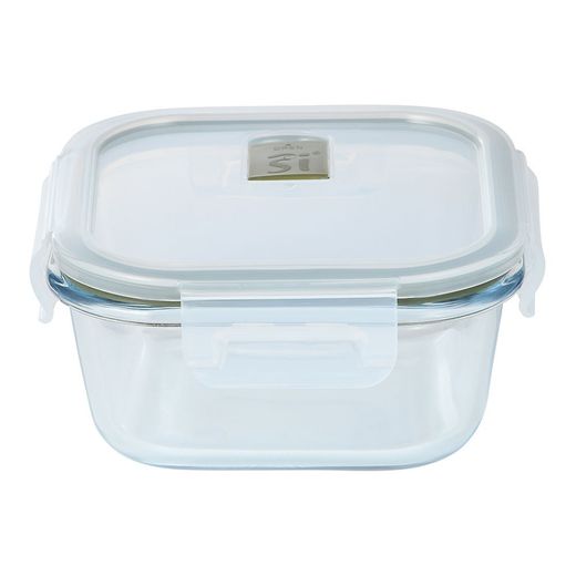 Fiambrera Hermética Cuadrada Borosilicato, Experto, 520 Ml, 13,8 × 13,8 × 7 Cm