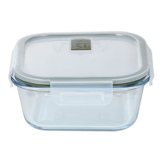 Fiambrera Hermética Cuadrada De Vidrio De Borosilicato, Experto, 800 Ml, 15,9 X 15,9 X 7 Cm