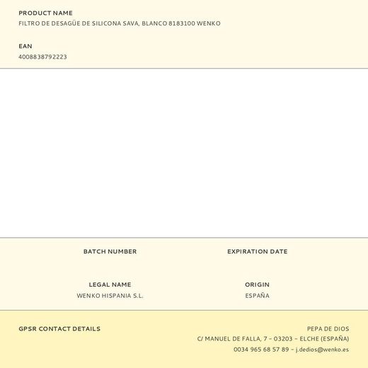 Filtro De Desagüe De Silicona Sava, Blanco 8183100 Wenko