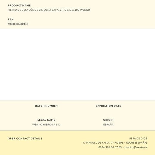 Filtro De Desagüe De Silicona Sava, Gris 53011100 Wenko