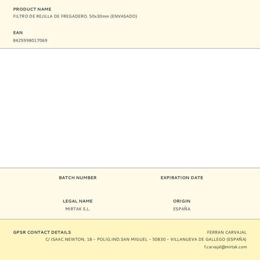 Filtro De Rejilla De Fregadero. 50X30Mm (Envasado)