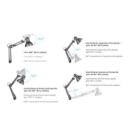 Flexo (Arquitecto) Modelo Melbourne Con Mordaza De Fijación Color Blanco E27 60W Edm