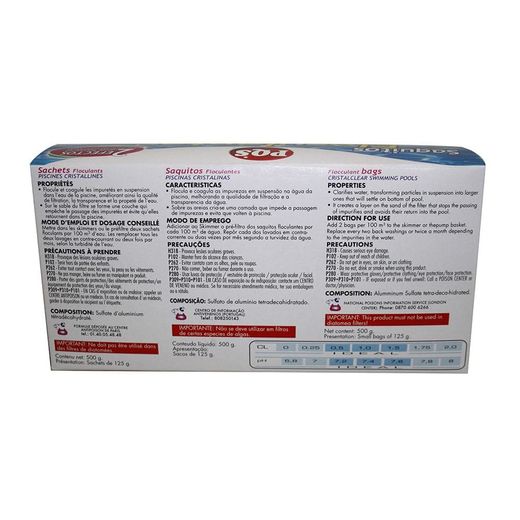 Floculante Clarificante Cartuchos, Especial Cloración Salina, Saquitos De 125 G, Estuche De 4 Uds