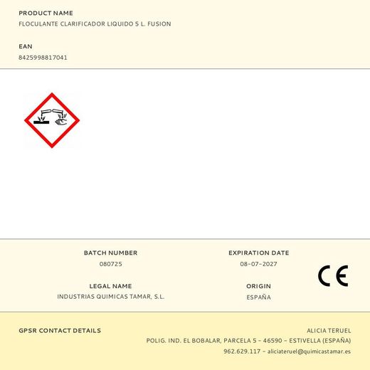Floculante Clarificante Líquido, Garrafa 5 L