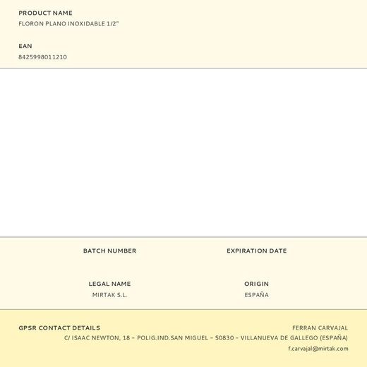 Floron Plano Inoxidable 1/2
