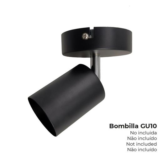 Foco 1 Elemento Gu10 50 W (Bombilla No Incluida) Color Negro Ø9 X 5,6 X 14,2 Cm