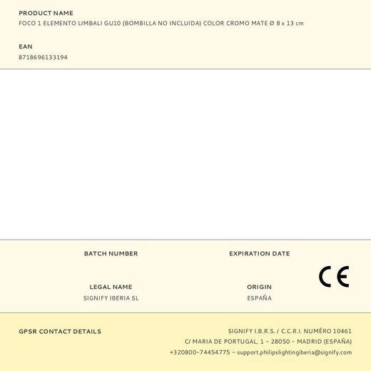 Foco 1 Elemento Limbali Gu10 (Bombilla No Incluida) Color Cromo Mate Ø 8 X 13 Cm