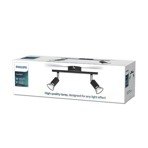 Foco 2 Elementos Limbali Gu10 (Bombilla No Incluida) Color Negro 8 X 32,4 X 13 Cm