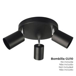 Foco 3 Elementos Gu10 50 W (Bombilla No Incluida) Color Negro Ø 20 X 14,6 Cm