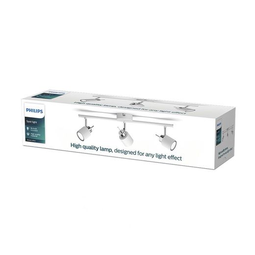 Foco 3 Elementos Meranti Gu10 (Bombilla No Incluida) Color Blanco 8 X 47,4 X 15,5 Cm