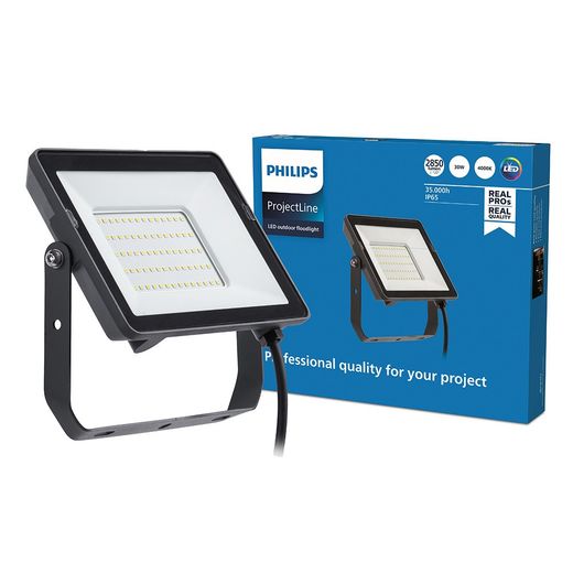 Foco Proyector Led Negro 30 W, 2820 - 3000 Im, 4000 K, 190 X 27 X 156 Mm