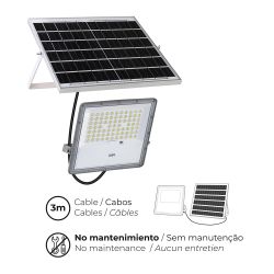Foco Proyector Led Solar 200 W 1500 Lm 6500 K Luz Fría